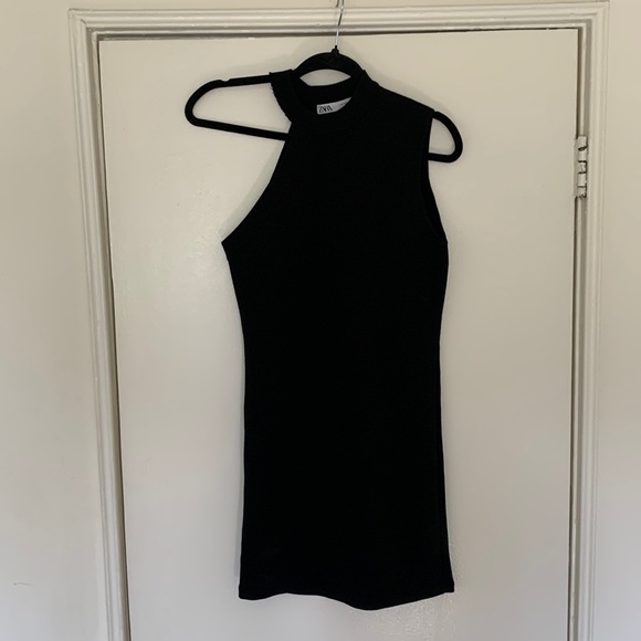 ZARA - TAILORED MINI BLACK DRESS SIZE M - Picture 1 of 4